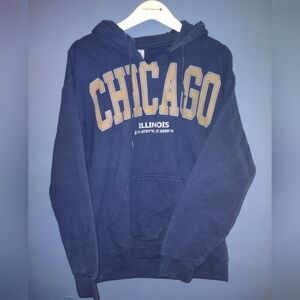 Chicago IL Navy Blue Pullover Hoodie - Unisex Size M